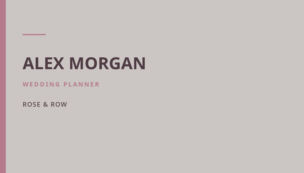 Rose & Row Wedding business card preview